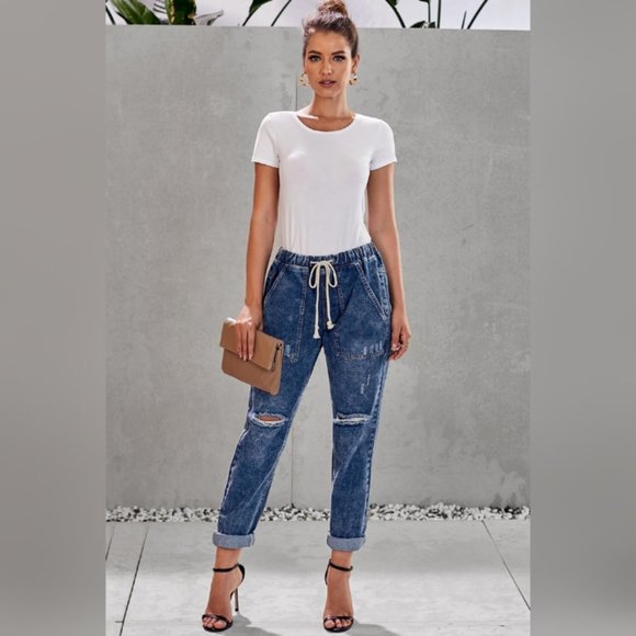 Distressed Denim Jogger - Picture 2 of 4